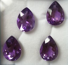 Natural Amethyst African Pear Facet Cut 16X12mm Heather Purple Color FL Clarity  - £219.35 GBP