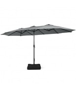15 Feet Double-Sided Twin Patio Umbrella with Crank and Base-Gray - Colo... - €172,28 EUR