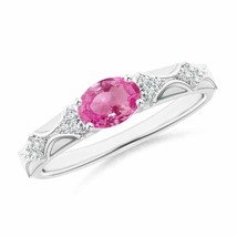 ANGARA Oval Pink Sapphire Vintage Style Ring with Diamond Accents - £1,191.78 GBP
