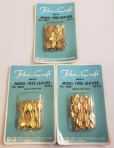 FIBRE-CRAFT Vtg Gold Toned Metal Ming Tree Leaves 3 Packs- 30 Pcs@- 90 Total New - £9.42 GBP