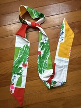 VTG MOD 60s 70s Abstract Scarf Belt Hair Wrap Green Red Yellow Blue Pink... - $21.23