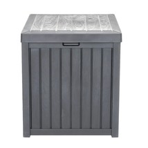 Deck Box Square Outdoor 51 Gal Storage Chest Grey w/ Lockable Lid Tool T... - £56.89 GBP