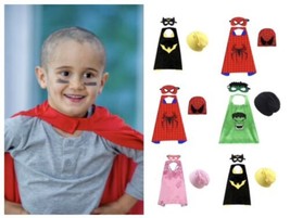 Children Cancer Superhero Cape and Beanie Hat Set Cancer Gift Kids Chemo - £24.03 GBP