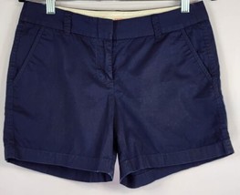 J Crew Shorts Womens 4 Navy Blue Mid Rise Broken In Chino Style Shorts - £11.72 GBP