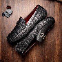 Parma Genuine Caiman Belly Slip On Driving Loafers Black image 9