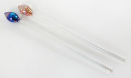 Lovely Vintage Lot Of Two Hand Blown Glass Cocktail Stirrers - £15.87 GBP