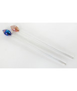 Lovely Vintage Lot Of Two Hand Blown Glass Cocktail Stirrers - £15.47 GBP