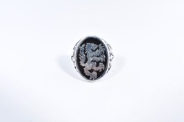 Vintage Löwe Ring Silber Weiß Bronze Emaille Größe 12.25 - £28.05 GBP