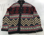 RRL Sweater Mens Large Black Button Front Red Blue Linen Aztec Southwestern - £293.24 GBP
