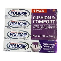 4 pack POLIGRIP Cushion &amp; Comfort Denture Adhesive Cream 2.4 oz Each - $66.49