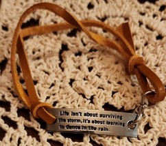 Inspirational Bracelet ~ Life isn&#39;t about surviving... Adjustable ~ Brown Laces - £11.76 GBP