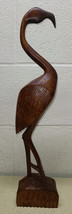 Mid Century Wooden Flamingo Statue Figurine Solid Wood - 20&quot; Tall - $1,687.32 MXN