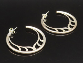 DESIGNER 925 Silver - Vintage Flame Cutout Motif Hoop Earrings - EG11822 - £33.35 GBP