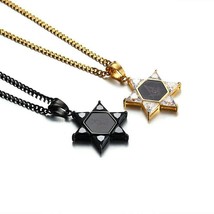 Scottish Rite Masonic Necklace Star Of David Pendant CZ Gold Plated Stainless  - £21.58 GBP