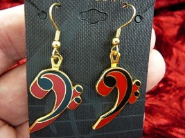 M-330-C) Pick Blue White Or Red Bass Clef Music Note Earrings Jewelry Pair Notes - £16.84 GBP