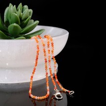 Micro Cut Carnelian Women&#39;s Necklace, 2mm Beads, Gift for Her, Christmas Gift - £33.29 GBP+