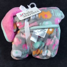 Baby Starters Baby Blanket Elephant Smile Gray Pink Aqua - £55.94 GBP