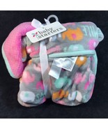 Baby Starters Baby Blanket Elephant Smile Gray Pink Aqua - £55.78 GBP