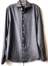 SUITSUPPLY Shirt Mens 15.5 Gray Long Sleeve Button Egyptian Cotton Brush... - $30.67 CAD