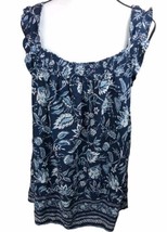 Beach Lunch Lounge Collection Size L Sleeveless Top Floral Blue - £11.83 GBP