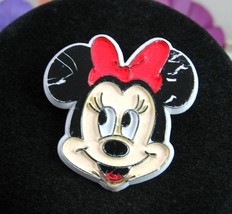 Minnie Mouse Pin Vintage Walt Disney Pro, Signed Plastic Black White Red 1 1/2&quot; - £13.22 GBP
