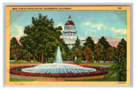 State Capital San Francisco California Fountain Street View Linen Postcard - £4.69 GBP