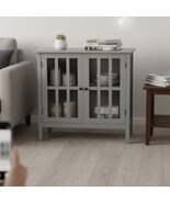 Grey Modern Sideboard Buffet Cabinet with 2 Glass Doors, Storage, Shelve... - $3,686.80 MXN