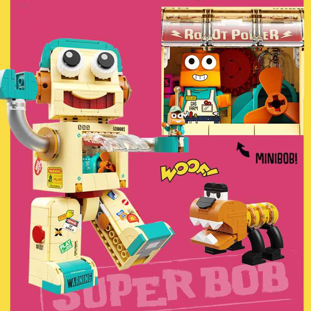 Creative Tin Town Robot Building Block Super X.Bob Bricks Figures Stem Assemb - £123.98 GBP