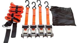 SmartStraps Ratchet Tie Down Straps Set of 4 w/ Hooks &amp; Storage Bag Orange - $9.89