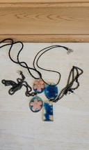 Vintage Handmade Resin Pour Lot of 4 Necklace Folk Art Costume Jewelry Maine - £12.58 GBP