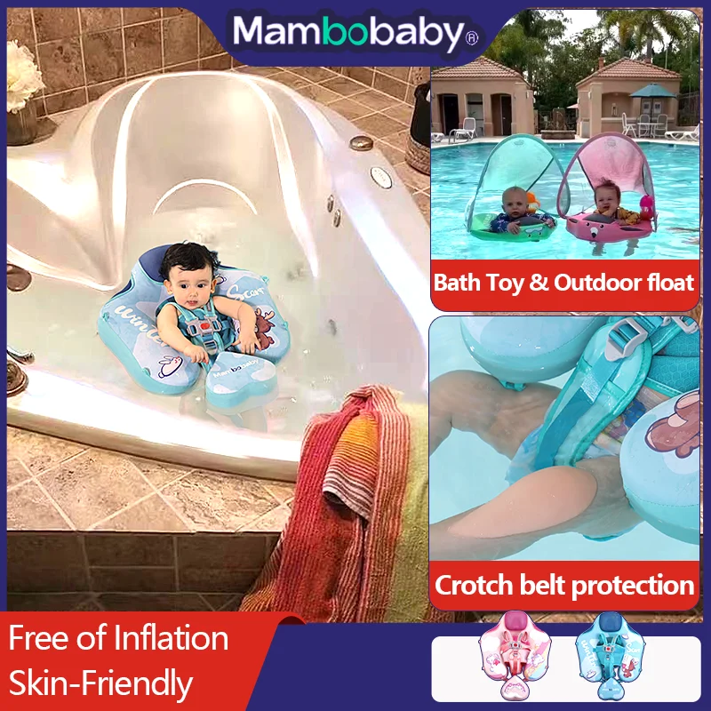 Mambobaby Baby Float With Sun Canopy And Safe Crotch Strap Air-Free Swimming - £78.63 GBP+