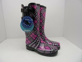 Puddletons Women&#39;s Cozy Classic Double Strap Rain Boot PCD01P Pink Plaid 5M - £33.66 GBP