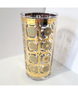 Culver Aztec Highball Glass Gold Rings and Trim Turquoise Medallions EUC... - $580.26 MXN