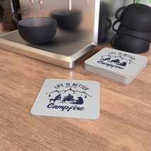 50/100 Pcs &quot;Life is Better Around the Campfire&quot; Camping Themed Drink Coasters - £66.06 GBP+