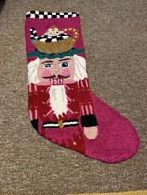 HUGE Large RARE Mckenzie Childs Check PINK nutcracker Christmas NEW Stocking - £236.54 GBP