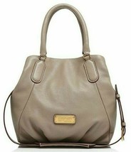 MARC JACOBS NEW Q FRAN CEMENT GRAY ITALIAN LEATHER LG SHOULDER TOTE BAGNWT! - $257.39