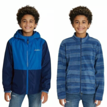 Eddie Bauer Boys&#39; Size XS 5/6 Blue 3-in-1 NWT Fleece Windbreaker Lined Jacket - £14.08 GBP