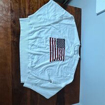 Vigoss Women's White Crewneck Sweater American Flag Patch L - $41.58