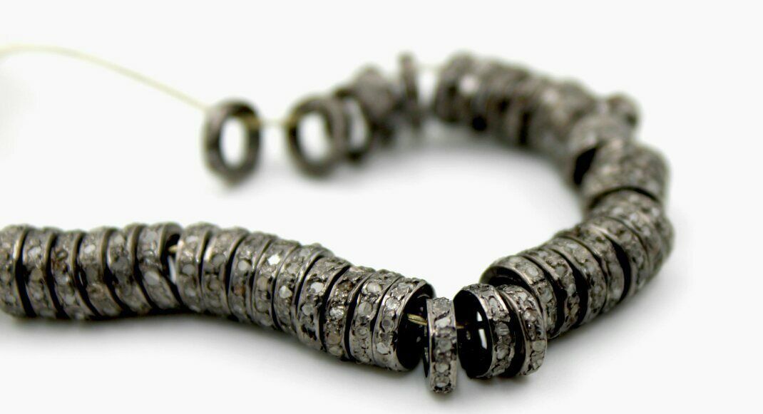 Spacers Beads Pave Diamond 925 Silver Wholesale Spacer Beads Jewelry Fin... - $29.49