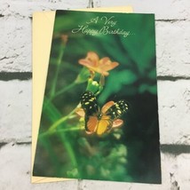 Vintage Gibson Greeting Card Butterflies Line Happy Birthday Envelope In... - $6.92