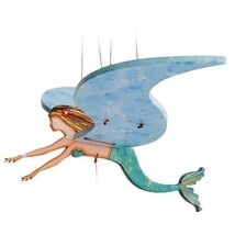 Flying Mermaid Aqua Blue Mobile Sea Shore Decor Colombia Fair Trade Hand... - $47.51