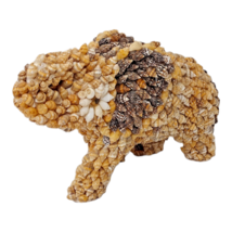 Vintage Seashell Folk Art Elephant w/ Curled Trunk Figure Home Decor 7&quot; x 4.5&quot; - $12.86