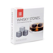 Set Of 6 Teroforma Whiskey Stones  Soapstones Pack Box Gray Sealed w Storage Bag - £6.25 GBP