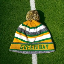Green Bay Packers Beanie Striped Pom Cap NFL Winter Stocking Hat Grey Gr... - $11.67