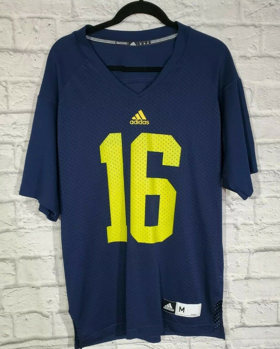 Primary image for Adidas Jersey Size M Mens Blue Michigan V Neck Short Sleeve Shirt