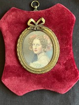 Miniature Portrait of  French Lady   Unique Velvet Frame - $165.00