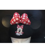 New Disney Parks Minnie Mouse Embroidered Glitter Bow Ears Hat Adult Siz... - $23.36