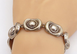 ZINA 925 Sterling Silver - Vintage Dark Tone Twist Dome Chain Bracelet - BT1836 - £125.73 GBP