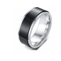 Male Promise Spinner Ring   Stainless Steel 7mm Spinning Wedding Jewelry Engagem - £14.38 GBP