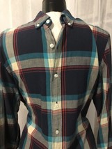 J. Crew Men&#39;s Shirt Blue Green Red Plaid Button Up Shirt Size Medium - £24.73 GBP